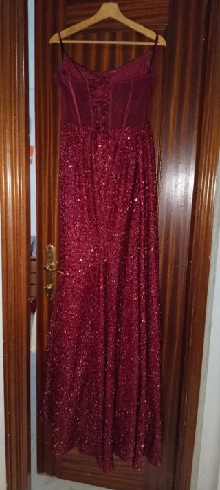 Vestido de fiesta rojo con lentejuelas,talla M-L