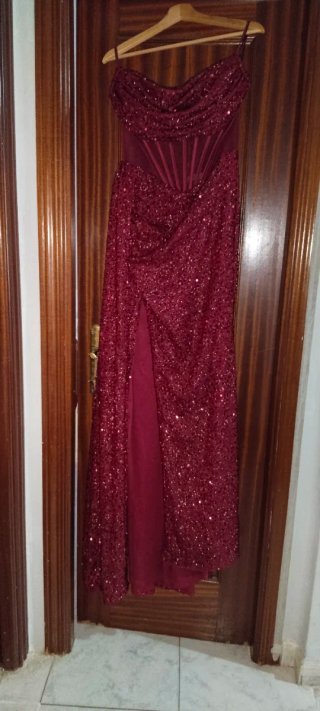 Vestido de fiesta rojo con lentejuelas,talla M-L