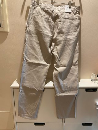 Pantalón Zara Lino Beige