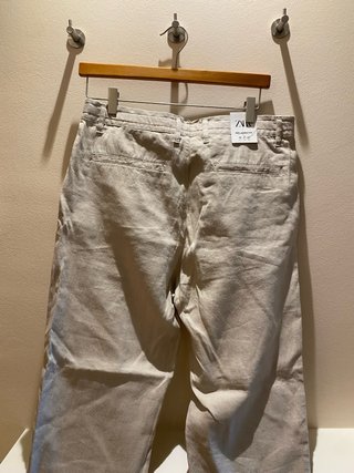 Pantalón Zara Lino Beige