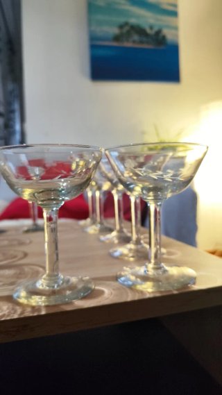 Copas vintage de cristal grabadas - Set de 28