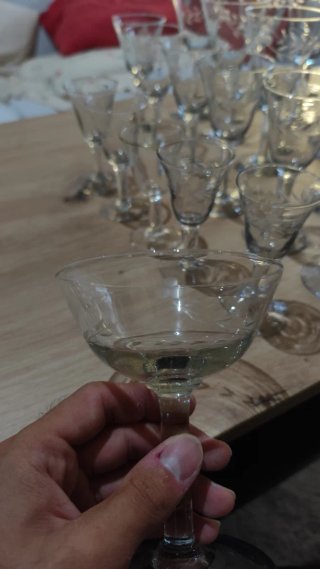 Copas vintage de cristal grabadas - Set de 28