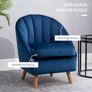 Poltrona da Salotto in Velluto con Imbottitura Spe