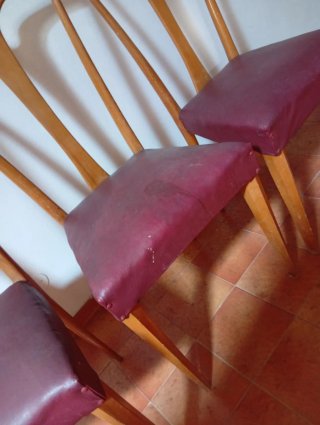 Sedie Vintage degli anni 50in  Legno e Pelle
