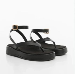 Sandalias negras plataforma con tira tobillo