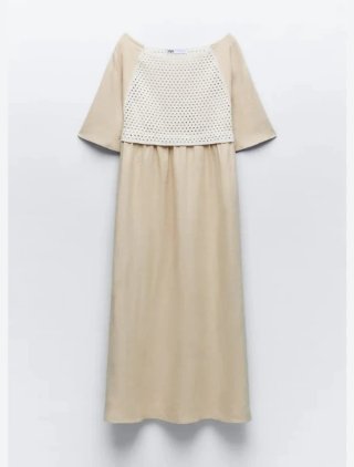 Vestito in maglia combinata con lino Zara