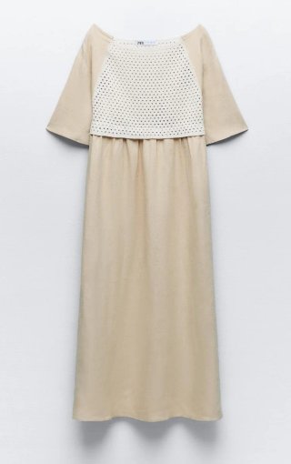 Vestito in maglia combinata con lino Zara