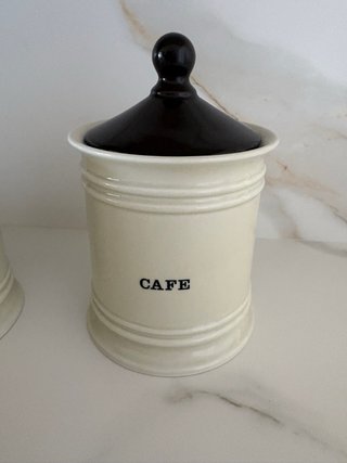 6 Tarros de Cocina Cerámica Beige/Marrón