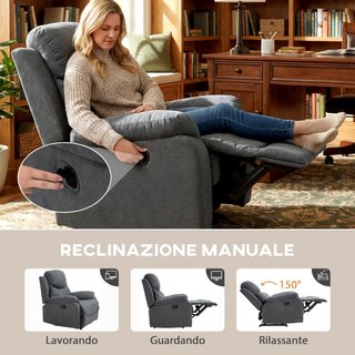 Poltrona Relax Reclinabile Manualmente a 150° con