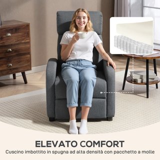 Poltrona Relax Imbottita e Reclinabile a 135° e Po