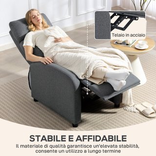 Poltrona Relax Imbottita e Reclinabile a 135° e Po