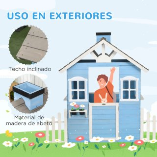 Casita Infantil Madera Exterior Azul