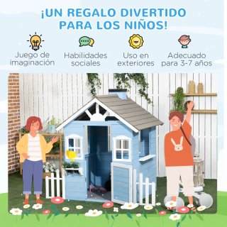 Casita Infantil Madera Exterior Azul
