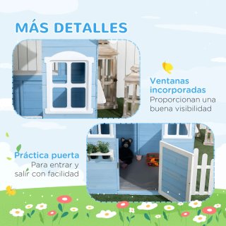 Casita Infantil Madera Exterior Azul