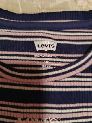 Camiseta Levis Rayas Azul y Rosa Talla S