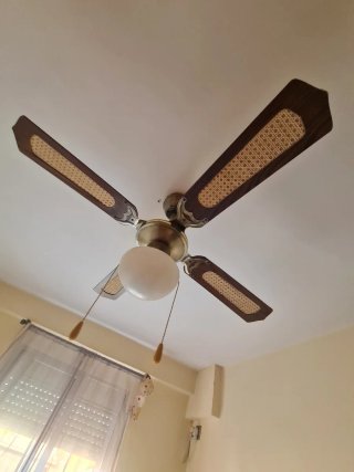 Ventilador de techo madera y mimbre