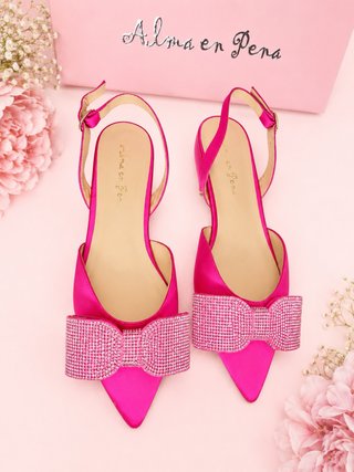 Zapatos planos Alma en Pena rosa y plata