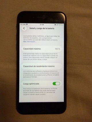 iPhone SE (2da Gen) Negro Batería 83%