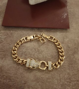 Pulsera chapada en oro 18k con diseño de pantera