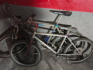 Bicicleta de montaña plateada