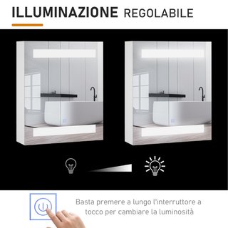 Armadietto Pensile da Bagno con 1 Anta, Specchio e