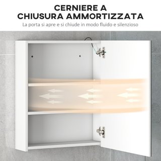 Armadietto Pensile da Bagno con 1 Anta, Specchio e