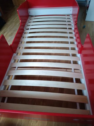 Cama infantil bomberos roja