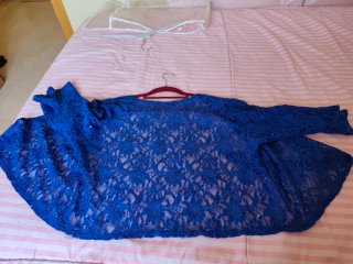 Bolero/Chaquetilla encaje azul pavo real talla 48/