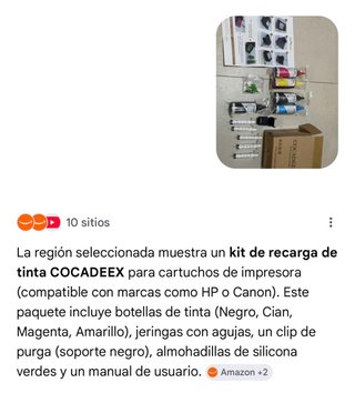 Kit Recarga Tinta Cocadeex Impresora