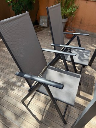 2 Sillas hamaca terraza metal y madera