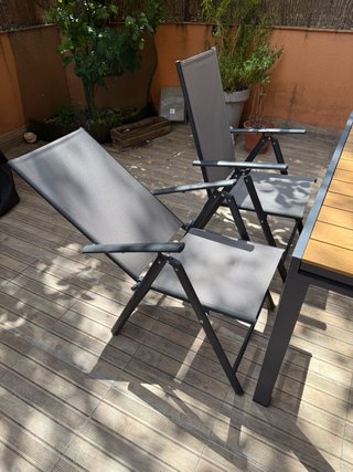 2 Sillas hamaca terraza metal y madera