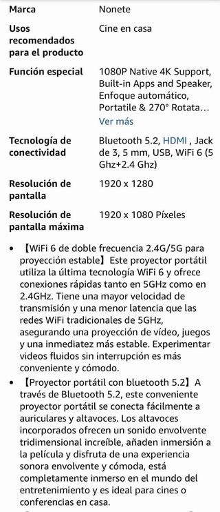Proyector 4K 1080P WiFi 6 Bluetooth 5.2