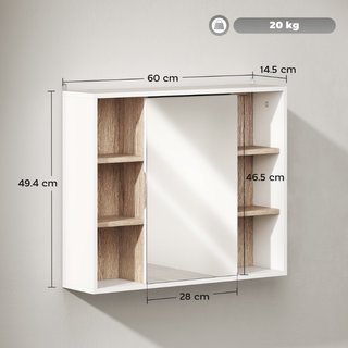 Armadietto con Specchio in MDF e Truciolato con 3