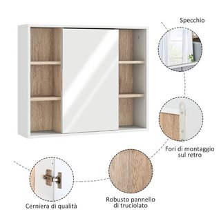 Armadietto con Specchio in MDF e Truciolato con 3
