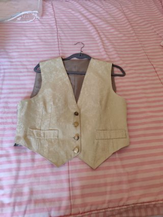 Chaleco brocado beige/dorado talla 44