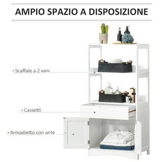 Mobile Bagno con Mensole, Armadietto e Cassetto, M