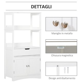 Mobile Bagno con Mensole, Armadietto e Cassetto, M