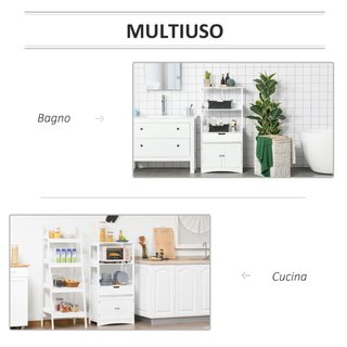 Mobile Bagno con Mensole, Armadietto e Cassetto, M