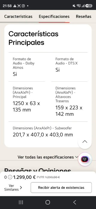 Barra de Sonido LG S95TR