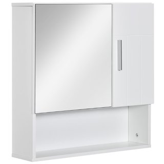 Armadietto Specchiera Pensile da Bagno in Legno co