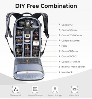 Mochila K&F CONCEPT para cámara