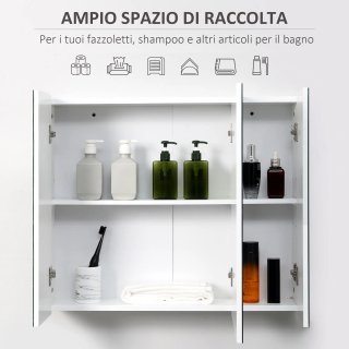 Armadietto Bagno con 3 Ante Specchiate e Ripiani R