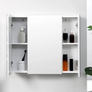Armadietto Bagno con 3 Ante Specchiate e Ripiani R