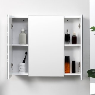 Armadietto Bagno con 3 Ante Specchiate e Ripiani R