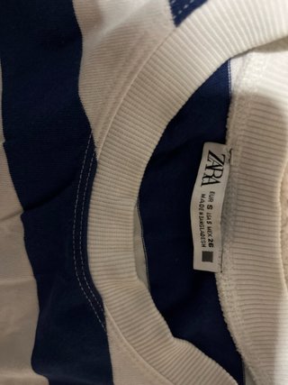 Camiseta Zara Rayas Azul y Blanca Talla S
