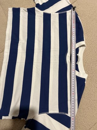 Camiseta Zara Rayas Azul y Blanca Talla S