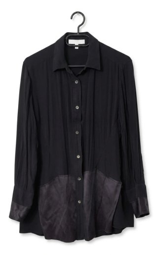 Camisa de seda negra para mujer