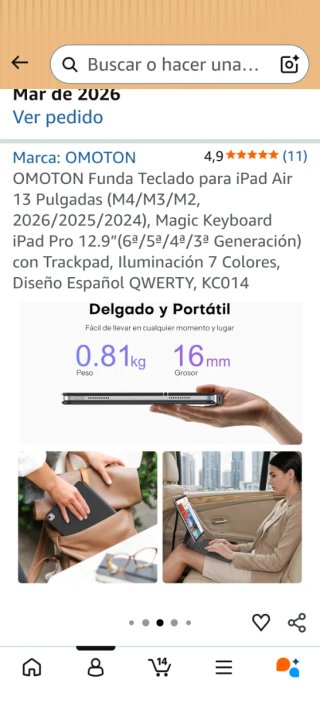 Funda Teclado OMOTON iPad Air 13 Magic Keyboard