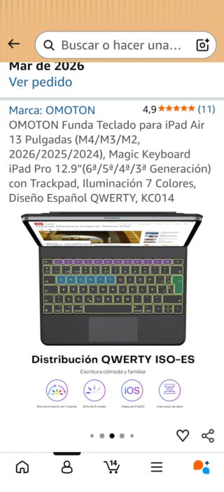 Funda Teclado OMOTON iPad Air 13 Magic Keyboard