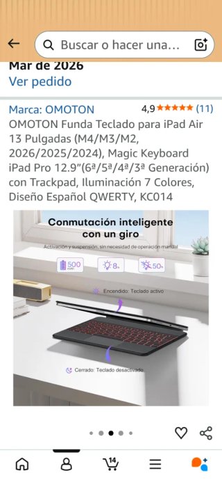 Funda Teclado OMOTON iPad Air 13 Magic Keyboard